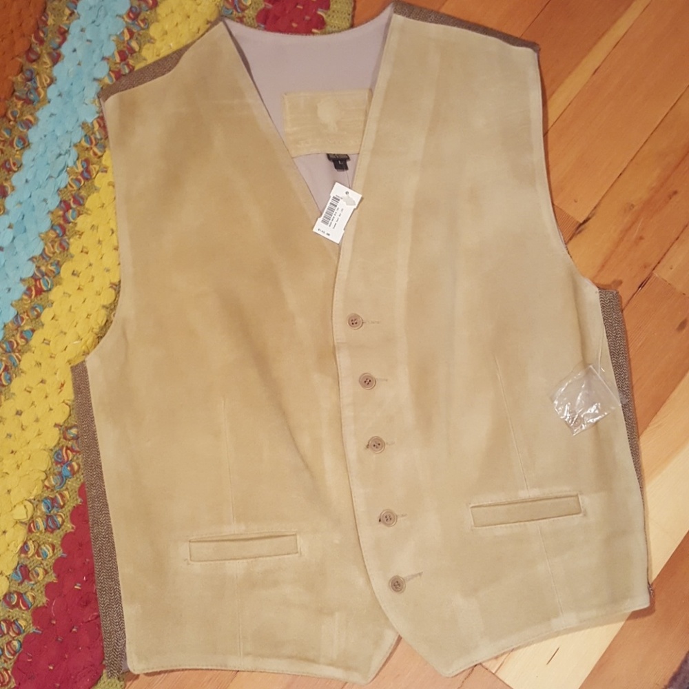 NWT Vintage Suede and tweed vest  L
